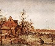 VELDE, Esaias van de Winter Landscape rt oil on canvas
